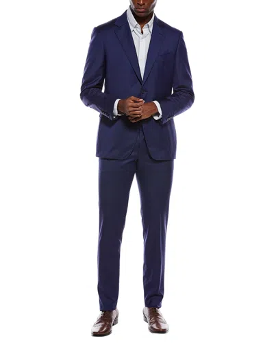 Canali 2pc Wool Suit With Flat Front Pant In Blue