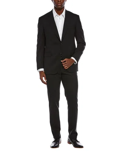 Canali 2pc Wool-blend Suit With Flat Front Pant In Black