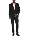 Canali 2pc Wool-blend Suit With Flat Front Pant In Black