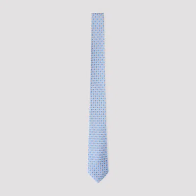Canali 7 Cm Silk Patterned Tie In Blue
