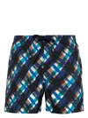 Canali Abstract-pattern Swim Shorts In Blue