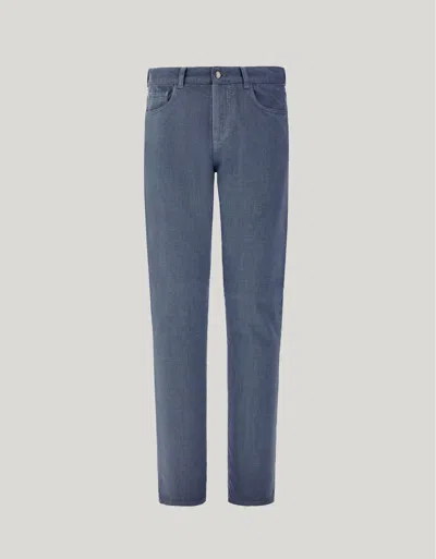 CANALI AIR FORCE BLUE REGULAR FIT COTTON FIVE-POCKET DENIM PANTS