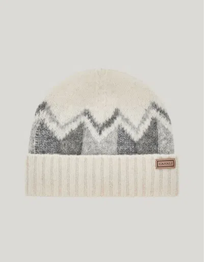 Canali Alpaca Blend Cream Hat With Gray Tones In Neutral