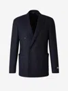 Canali Peak-lapels Wool-blend Blazer In Midnight Blue