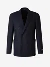 Canali Peak-lapels Wool-blend Blazer In Midnight Blue