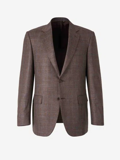 Canali American Plaid Wool In Blue Checkered Motif