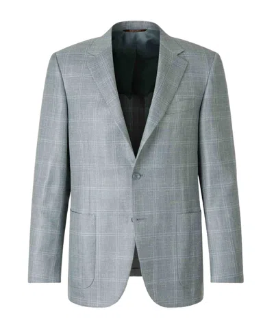 Canali American Straight Plaid Blazer In Gray