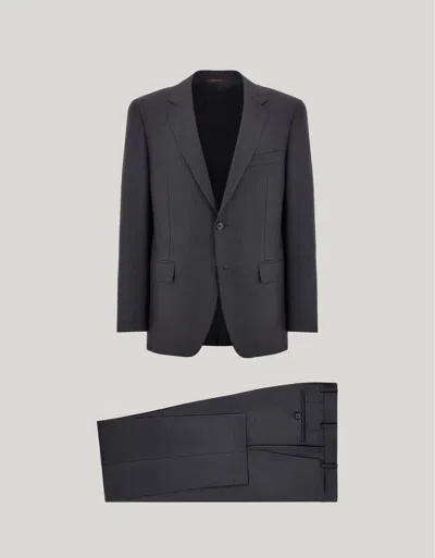 Canali Anthracite 160's Wool Birdseye Motif Regular-fit Suit In Multi