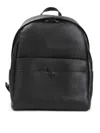 Canali Zip Leather Backpack In Black