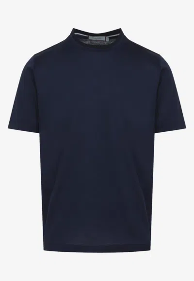 Canali Basic Crewneck T-shirt In Blue