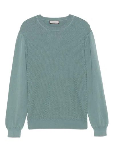 Canali Basket-weave Sweater In Green