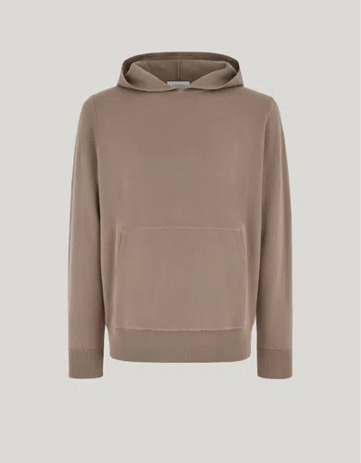 Canali Beechwood-blend Fabric Stitch Sandstone Hooded Sweatshirt In Brown