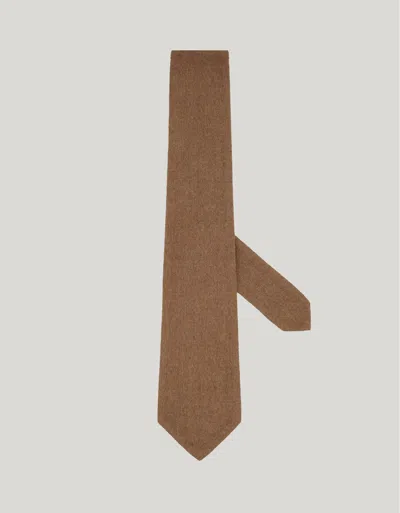 Canali Beige And Brown Wool Double Stitch Tie