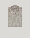 Canali Beige And Gray Casual Printed Cotton And Lyocell Shirt In Multi