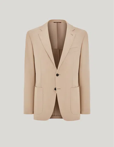 Canali Beige  Travel Wool Flannel Modern-fit Kei Jacket In Sand