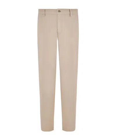 Canali Beige Comfortable Cotton Twill Chino Pants In Neutral