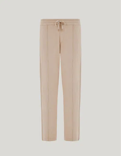 Canali Beige Cotton Blend Joggers With Side Band In Neutral