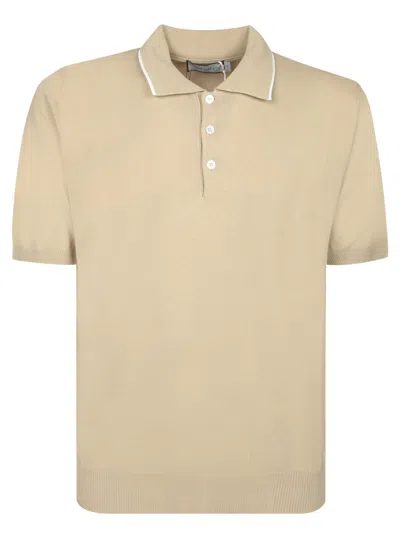 Canali Beige Cotton Polo Shirt In Sand
