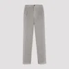 Canali Beige Double Pence Chino Cotton Pants In Gray