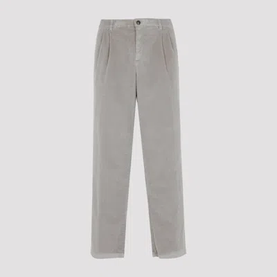 Canali Beige Double Pence Chino Cotton Pants In Gray