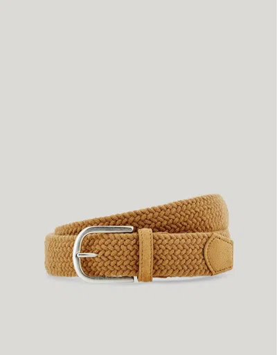Canali Beige Leather And Wool Braided Belt In Sand