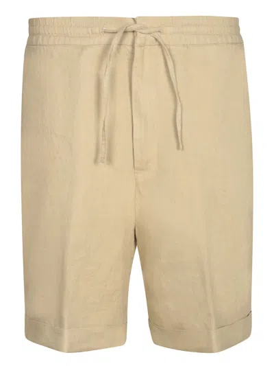 Canali Beige Linen Bermuda Shorts In Sand