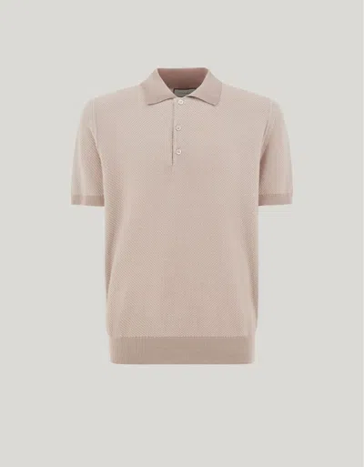 Canali Off-white Cotton And Silk Regular Fit Polo Shirt With Microstucture In Neutral