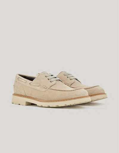 Canali Beige Suede Wallabees With Lug Sole And Gunmetal Rivet In Multi