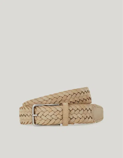 Canali Beige Tightly Woven Suede Belt In Neutral