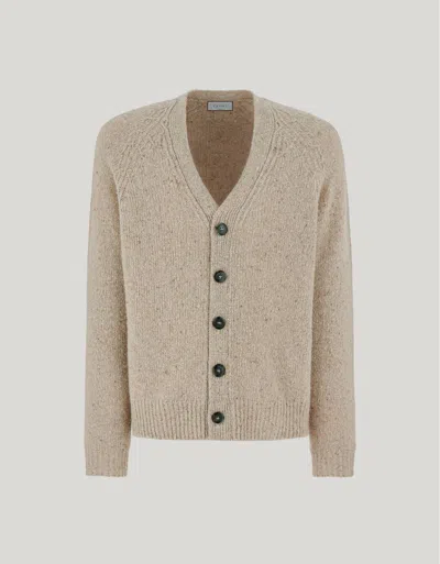 Canali Beige Wool-viscose Blend Cardigan In Neutral