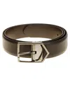 Canali Calf Leather Belt With Textured Finish In Brown