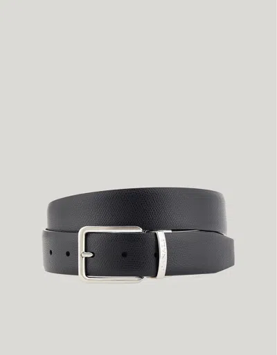 Canali Belt In Smooth And Palmellato Calfskin In Black And Dark Brown