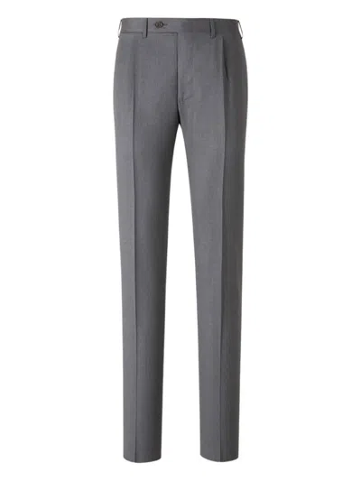Canali Belt Loops Wool Trousers In Gray