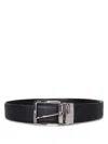Canali Calf Leather Belt With Textured Finish In Black