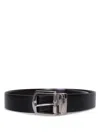 Canali Reversible Smooth Leather Belt In Black