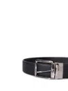 Canali Calf Leather Belt With Textured Finish In Black