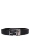 Canali Calf Leather Belt With Textured Finish In Black