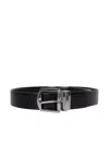 Canali Reversible Smooth Leather Belt In Black