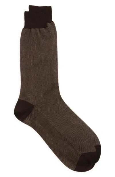 Canali Bird's Eye Dress Socks In Brown