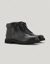Canali Black Calfskin Ankle Boot With Padded Wool Detail In Black