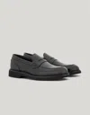 Canali Black Calfskin Penny Loafers With Eva Sole In Black