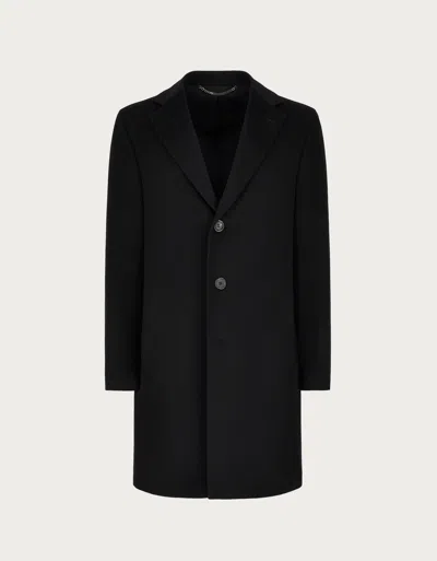 Canali Black Coat In Wool And Cashmere