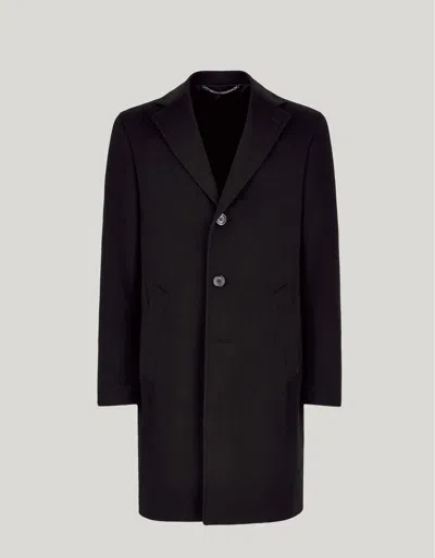 Canali Black Coat In Wool And Cashmere In Multi