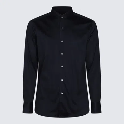 Canali Black Cotton Shirt In Blue