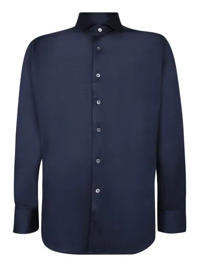 Canali Black Cotton Shirt In Blue