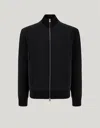 Canali Black Extra-fine Merino Wool Sweatshirt With Piping In Black