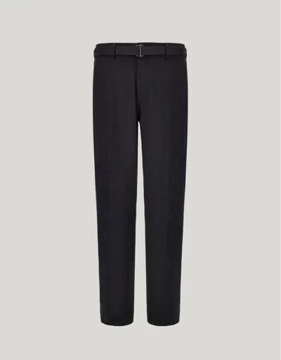 Canali Black Flannel Impeccabile Wool Tapered Fit Chinos