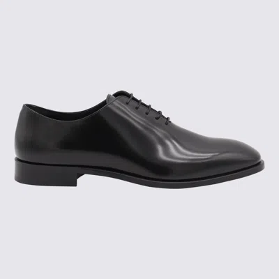 CANALI BLACK LEATHER LACE UP SHOES