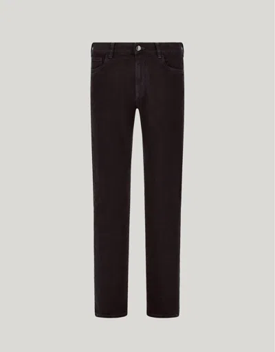 Canali Black Regular Fit Five-pocket Cotton Denim Pants In Brown