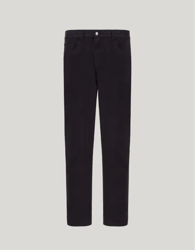 Canali Black Regular-fit Five-pocket Pants In Cotton Twill In Blue